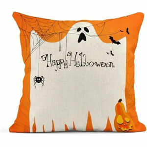 NEW adorable - HAPPY HALLOWEEN -  Accent / Decorative Orange Throw Pillow Cover